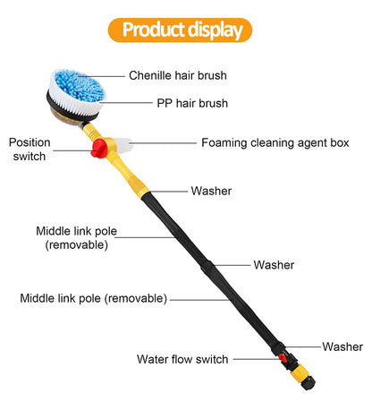 Car Cleaning Brush Car Wash Foam Brush Automatic Rotary Long Handle Cleaning Mop Broom Cleaning Tools Auto Accessories