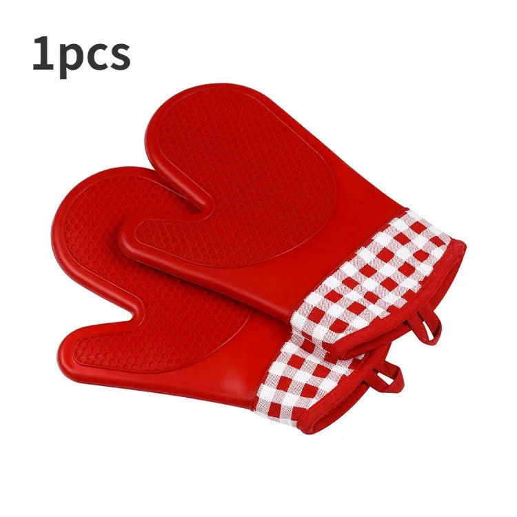 1pcs Short Silicone Professional Oven Silicone Gloves Microwave Insulation Gloves Thickened High Temperature Oven Mitts