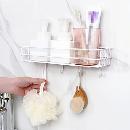 Bathroom Shower Shelf With Hooks Kitchen Organizer Shelves Corner Frame Iron Shower Caddy Storage Rack Shampoo Holder