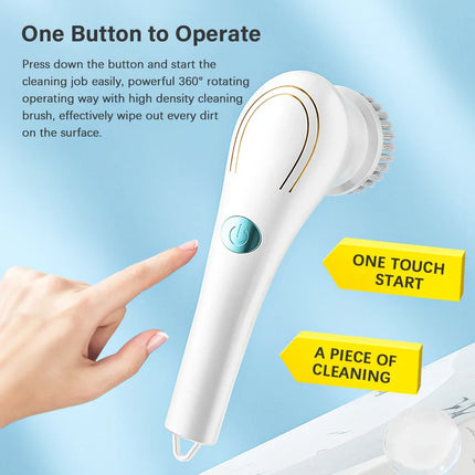 Bathroom Supplies Suitable for Bathroom Carpet Cleaner Rotating Electric Cleaning Brush With 5 Brush Heads Household Toilet Home