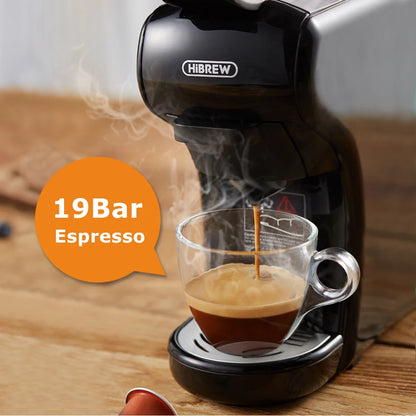 HiBREW Coffee Machine 19 Bar 4in1 Hot & Cold Multiple Capsule Espresso Cafetera Pod Coffee Maker Dolce Milk Nexpresso Powder H1A