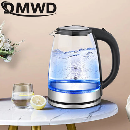 DMWD 2L Electric Kettles Household Glass Blu-ray Kettle Teapot Thermopot Thermos Samovar Auto power off Coffee Boiler 1500W