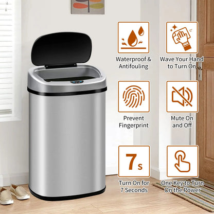 13-Gallon Kitchen Trash Can 50l Garbage Can Automatic Touch Free Garbage Bin Motion Sensor Trash Can with Lid Waste Bin