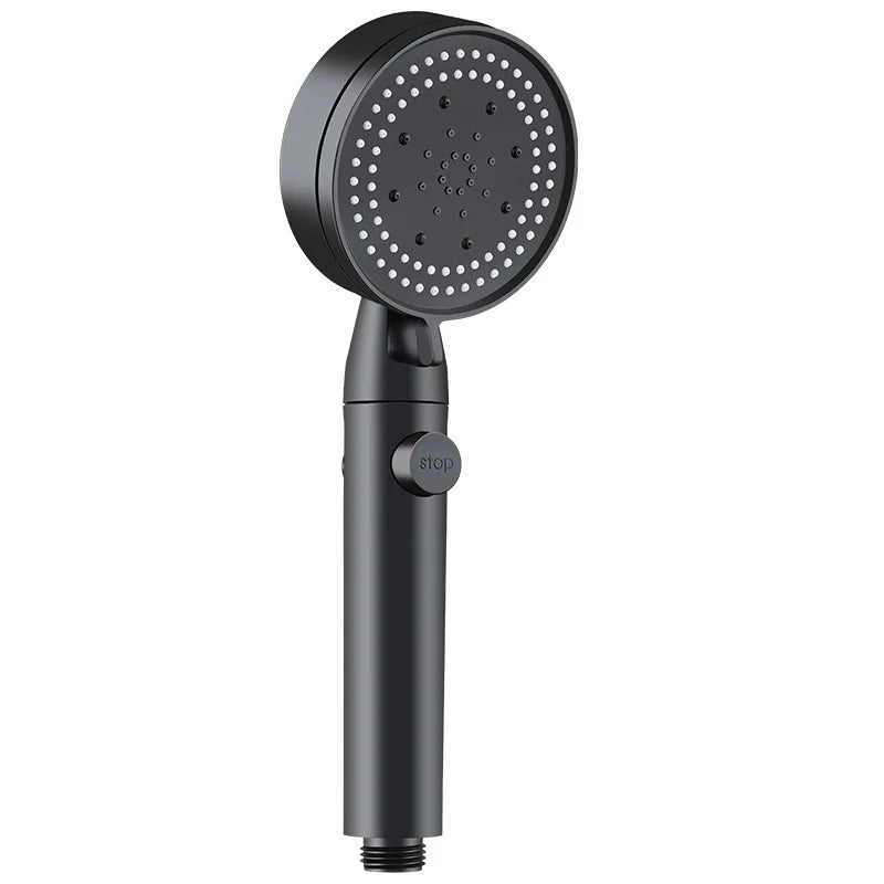 5 Mode Adjustable High Pressure Shower One-key Stop Water Massage Shower Head Water Saving Black Shower Bathroom Accessories