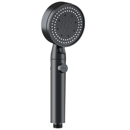 5 Mode Adjustable High Pressure Shower One-key Stop Water Massage Shower Head Water Saving Black Shower Bathroom Accessories