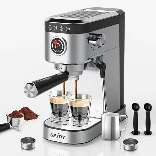 SEJOY Semi-Automatic Espresso Machines, Professional Espresso Machine with Milk Foam, Stainless Steel Expressions Machine