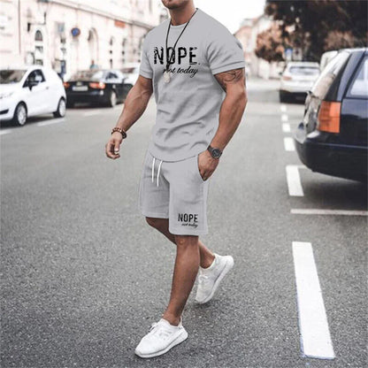 2025 New Summer Simple Men's T-shirt and Shorts 2-piece Set Fashion Street Leisure Comfortable and Breathable Short Sleeve Set