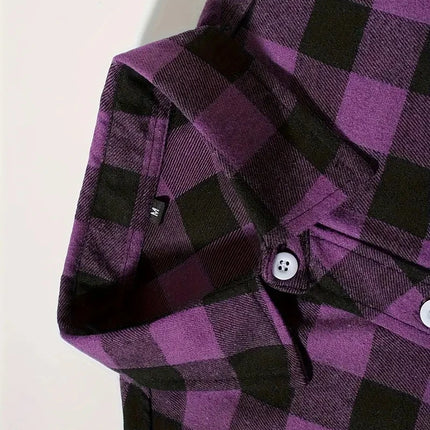 Spring and Autumn Fashion Cotton Long Sleeve Men's Shirt New Brushed Red Plaid Business Leisure Fit Flannel No iron