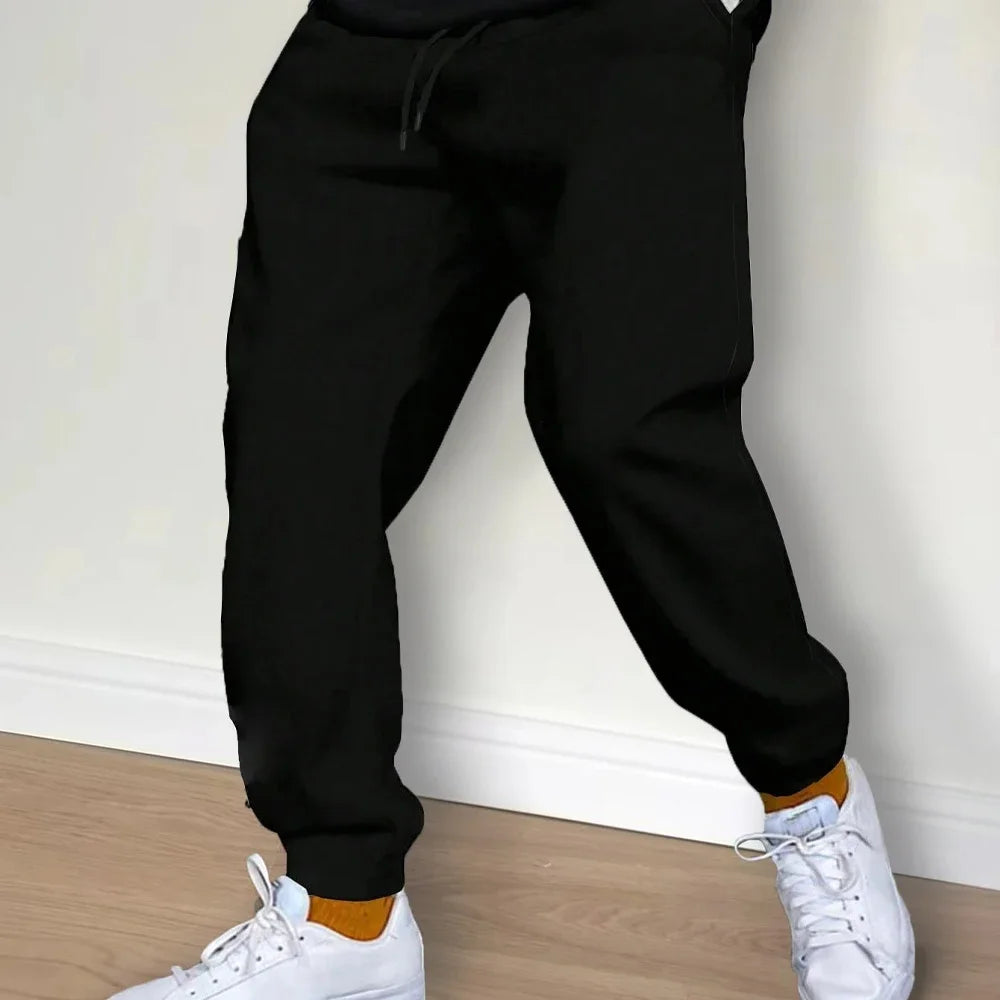 Mens Casual Pants Autumn Winter Fleece Sweatpants Men Running Jogger Sports Gym Trousers Fashion Solid Color Workout Long Pants