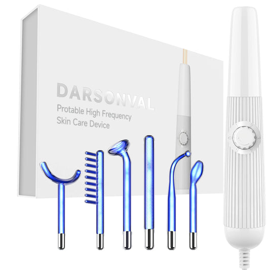 DARSONVAL Blue 6-in-1High Frequency Facial Machine For Hair Face Anti Aging Therapy Acne Tool Fusion Neon+Argon Wands Skin care