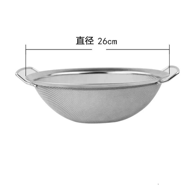 Stainless Steel Fine Mesh Strainer Basket with Double Handles Large Juice Rice Flour Sieve Food Filter Drainer Cooking Utensil