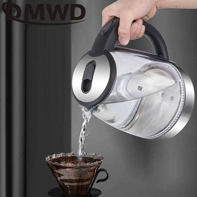 DMWD 2L Electric Kettles Household Glass Blu-ray Kettle Teapot Thermopot Thermos Samovar Auto power off Coffee Boiler 1500W