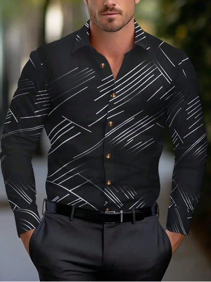 Men's formal shirt butt shirt long-sleeved stripe lapel spring, autumn, winter and summer casual shirt, large size XS-6XL